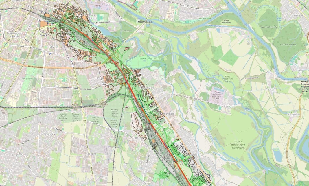 Przebieg Kolei Dużych Prędkości przez Wrocław / źródło: CPK Przebieg Kolei Dużych Prędkości przez Wrocław / źródło: CPK
